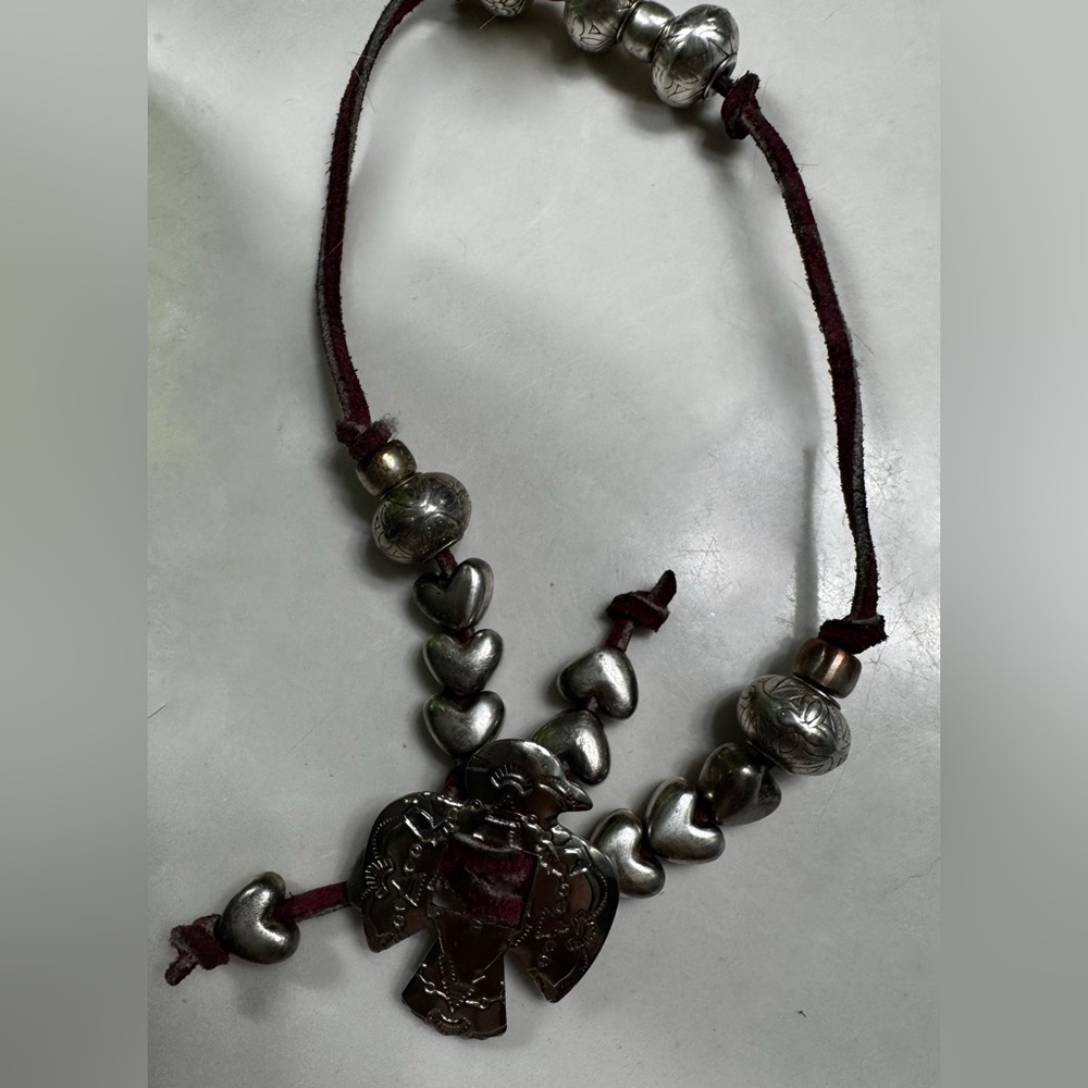 Silver Tone Bird and Heart Pendant Bracelet